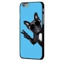 CPRN1IPHONE6CHIENVBLEU - Coque noire iPhone 6 motif chien à lunettes sur fond bleu