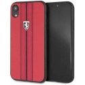 FEURHCI61REB - Coque Ferrari iPhone XR rouge surpiqures noires