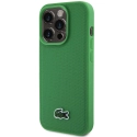 LCHMP16XPVCN - Coque officielle LACOSTE pour iPhone 16 Pro-Max série Iconic Petit Pique Woven Logo MagSafe verte