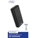 MYWAY-POWER20KNOIR - Batterie PowerBank MyWay de 20.000 mAh noire USB-C et USB-A