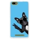 TPU0LENNY3CHIENVBLEU - Coque souple pour Wiko Lenny 3 avec impression Motifs chien à lunettes sur fond bleu