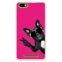 TPU0LENNY3CHIENVFUSHIA - Coque souple pour Wiko Lenny 3 avec impression Motifs chien à lunettes sur fond fushia