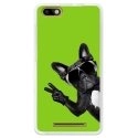 TPU0LENNY3CHIENVVERT - Coque souple pour Wiko Lenny 3 avec impression Motifs chien à lunettes sur fond vert