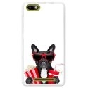 TPU0LENNY3DOGCINEMA - Coque souple pour Wiko Lenny 3 avec impression Motifs bulldog cinema blanc