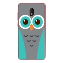 TPU0LENNY5CHOUETTE1 - Coque souple pour Wiko Lenny 5 avec impression Motifs chouette bleue et grise