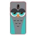 TPU0LENNY5CHOUETTE2 - Coque souple pour Wiko Lenny 5 avec impression Motifs chouette endormie bleue et grise