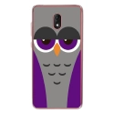 TPU0LENNY5CHOUETTE6 - Coque souple pour Wiko Lenny 5 avec impression Motifs chouette endormie mauve et grise