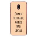 TPU0LENNY5GENIALEBEIGE - Coque souple pour Wiko Lenny 5 avec impression Motifs Chiante mais Géniale beige