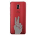 TPU0LENNY5MAINPEACE - Coque souple pour Wiko Lenny 5 avec impression Motifs main Peace and Love