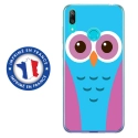 TPU0Y72019CHOUETTE3 - Coque souple pour Huawei Y7 (2019) avec impression Motifs chouette bleue et rose