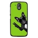 TPU1DES526CHIENVVERT - Coque souple pour HTC Desire 526 avec impression Motifs chien à lunettes sur fond vert