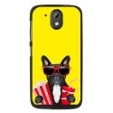 TPU1DES526DOGCINEMAJAUNE - Coque souple pour HTC Desire 526 avec impression Motifs bulldog cinema