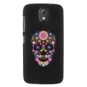 TPU1DES526SKULLFLEUR - Coque souple pour HTC Desire 526 avec impression Motifs crâne en fleurs