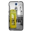 TPU1DES620CABINEUKJAUNE - Coque souple pour HTC Desire 620 avec impression Motifs cabine téléphonique UK jaune