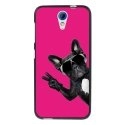 TPU1DES620CHIENVFUSHIA - Coque souple pour HTC Desire 620 avec impression Motifs chien à lunettes sur fond fushia