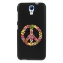 TPU1DES620PEACELOVE - Coque souple pour HTC Desire 620 avec impression Motifs Peace and Love fleuri