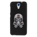 TPU1DES620SKULLCASQUE - Coque souple pour HTC Desire 620 avec impression Motifs tête de mort avec un casque de moto