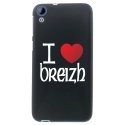 TPU1DES820COEURBREIZH - Coque Souple en gel noir pour HTC Desire 820 avec impression Motifs coeur rouge I Love Breizh