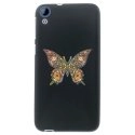 TPU1DES820PAPILLONSEUL - Coque Souple en gel noir pour HTC Desire 820 avec impression Motifs papillon psychédélique