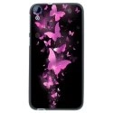 TPU1DES820PAPILLONSFUSHIAS - Coque Souple en gel noir pour HTC Desire 820 avec impression Motifs papillons fushias