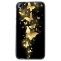 TPU1DES820PAPILLONSOR - Coque Souple en gel noir pour HTC Desire 820 avec impression Motifs papillons dorés