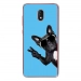 TPU0LENNY5CHIENVBLEU - Coque souple pour Wiko Lenny 5 avec impression Motifs chien à lunettes sur fond bleu