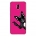 TPU0LENNY5CHIENVFUSHIA - Coque souple pour Wiko Lenny 5 avec impression Motifs chien à lunettes sur fond fushia