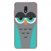 TPU0LENNY5CHOUETTE2 - Coque souple pour Wiko Lenny 5 avec impression Motifs chouette endormie bleue et grise