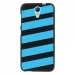 TPU1DES620BANDESBLEUES - Coque souple pour HTC Desire 620 avec impression Motifs bandes bleues