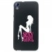 TPU1DES820SEXYGIRLBLANCHE - Coque Souple en gel noir pour HTC Desire 820 avec impression Motifs Sexy Girl blanche