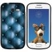 TPU1S7390CAPITONBLEU - Coque Souple en gel noir pour Galaxy Trend Lite avec impression Motifs effet capitonné bleu