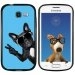 TPU1S7390CHIENVBLEU - Coque Souple en gel noir pour Galaxy Trend Lite avec impression Motifs chien à lunettes sur fond bl